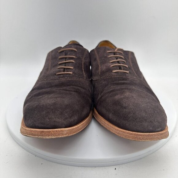 Undandy Oxford Classic Men Size 10 Lace Up Dress Shoes Tan Brown Suede - Picture 3 of 13